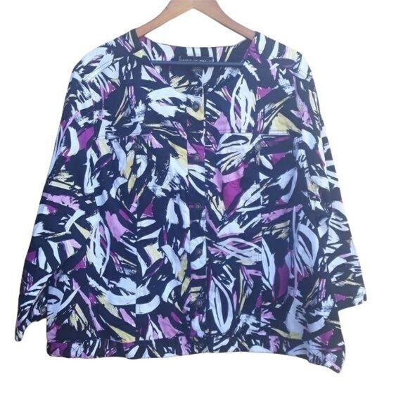 Vintage 80's Deadstock Button Down Loud Abstract Brushstroke Print Jacket Sz 3X - Picture 1 of 8